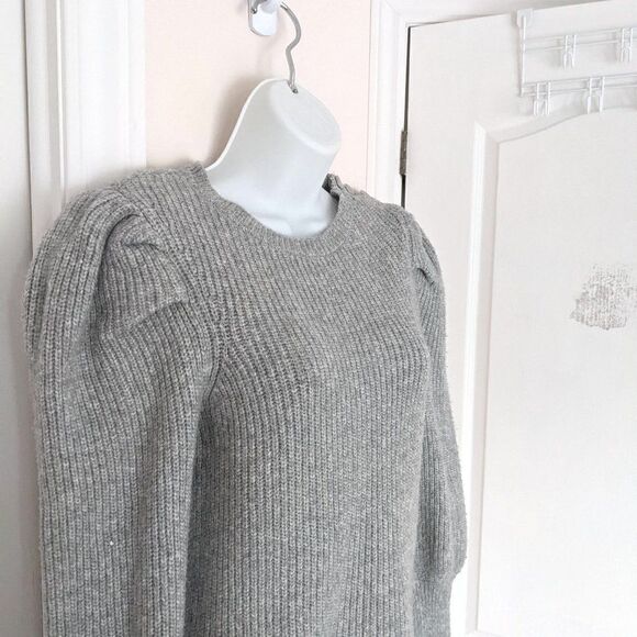 Etam cable knit sweater with puff sleeves grey XS @K - Picture 11 of 12